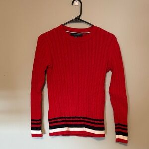 Tommy Hilfiger Red Sweater with Striped Detail
